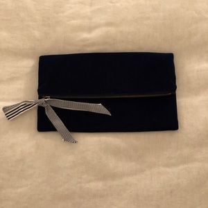 J. Crew Navy Velvet Clutch NWT